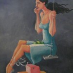 Donna sull'altalena, dettaglio di una quadro di Paula Dias