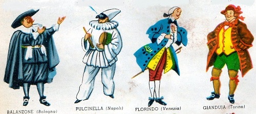 Altre maschere di carnevale tra cui Pulcinella