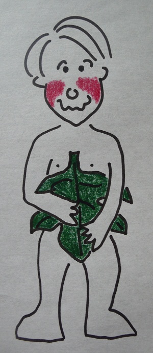 Uomo nudo con foglia di fico